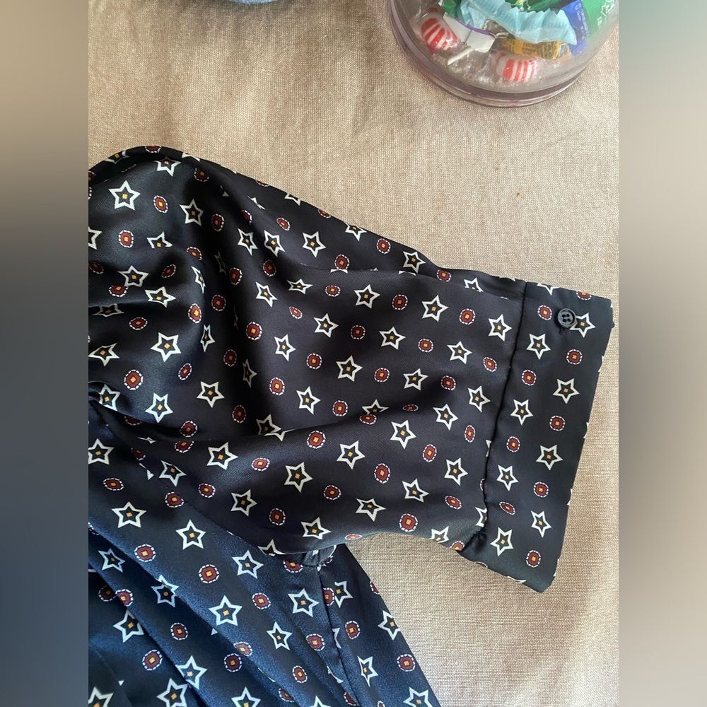 SANDRO Star Print Mini Dress Embellished Collar Sz 34 XS - Picture 8 of 17